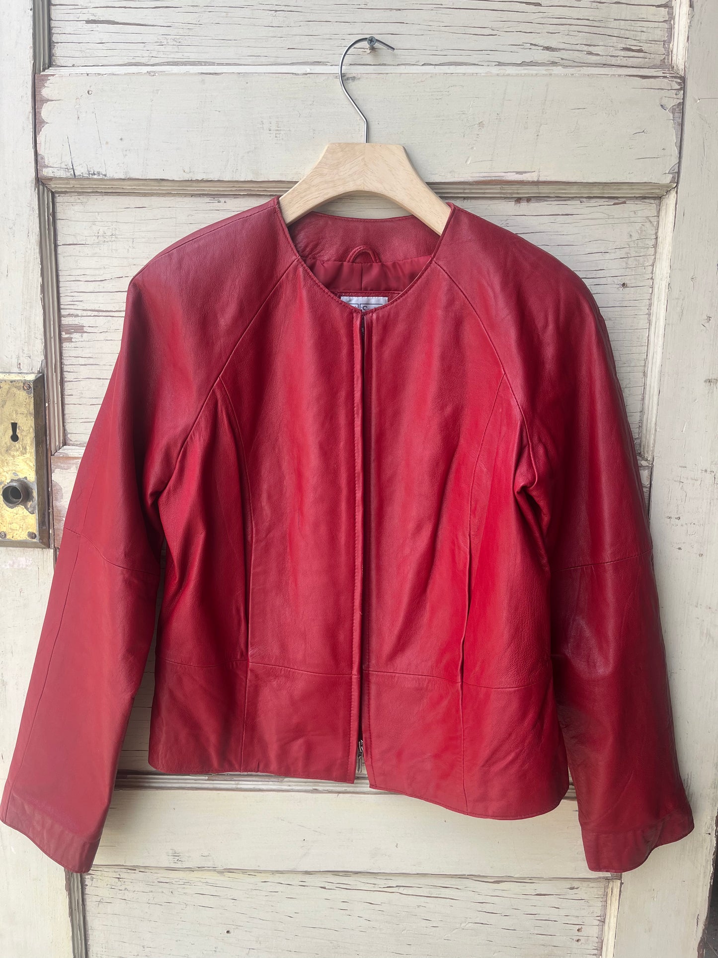 Red leather jacket
