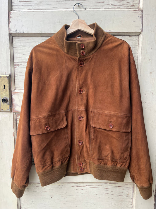 suede 80s bomber jacket