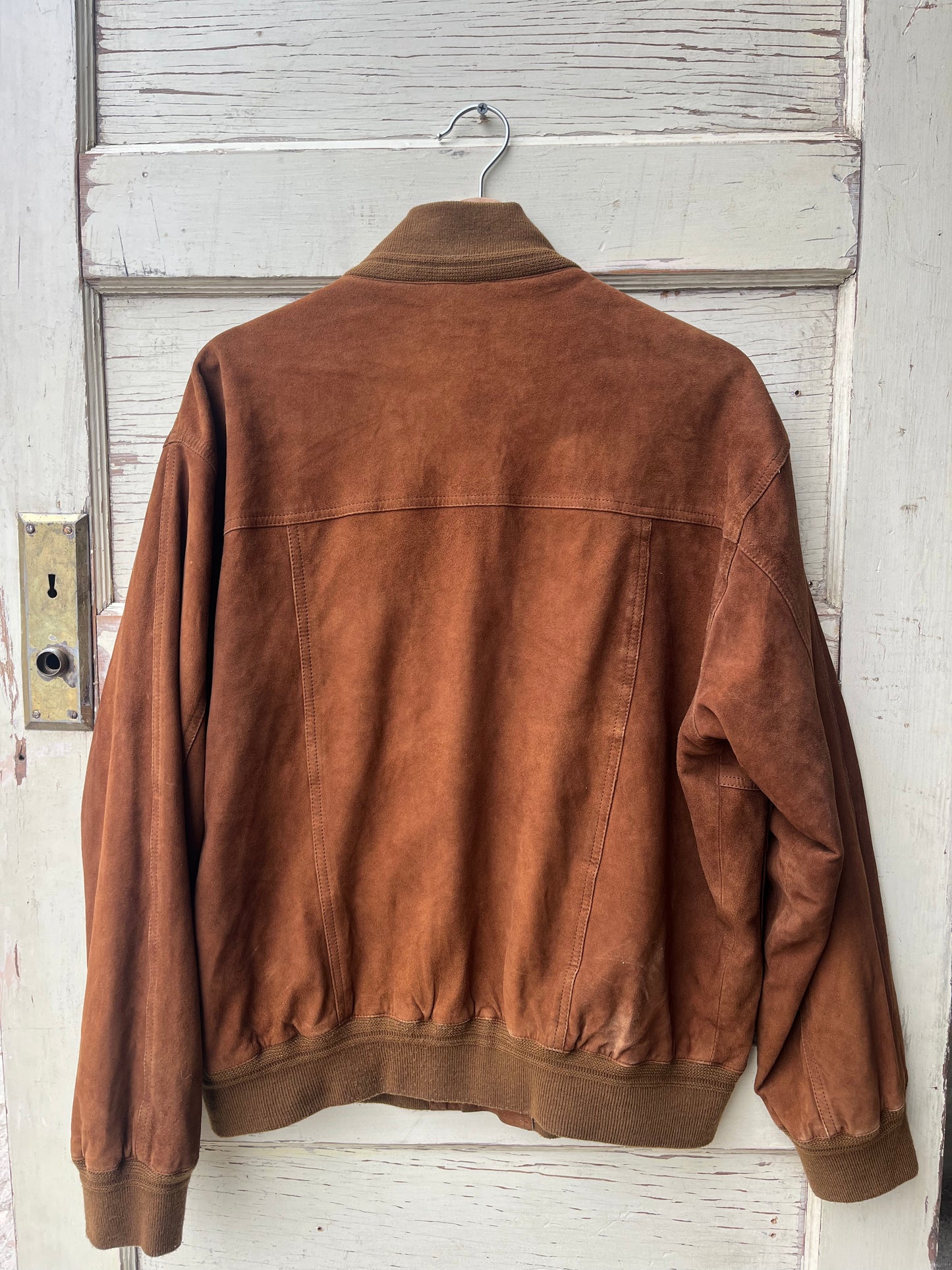 suede 80s bomber jacket